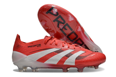 Unisex Adidas Predator Elite 2025 Pure Victory FG Firm Ground Low-Tops Football Boots - Lucid Red/White/Black