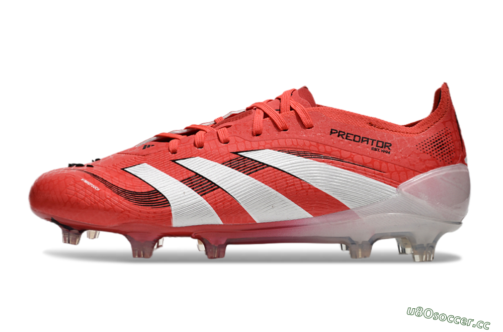 Unisex Adidas Predator Elite 2025 Pure Victory FG Firm Ground Low-Tops Football Boots - Lucid Red/White/Black 0