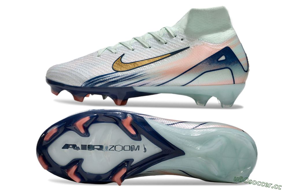 Unisex Nike Air Zoom Mercurial Superfly 10 Elite FG Firm Ground High-Tops Football Boots - White/Pink/Blue 1