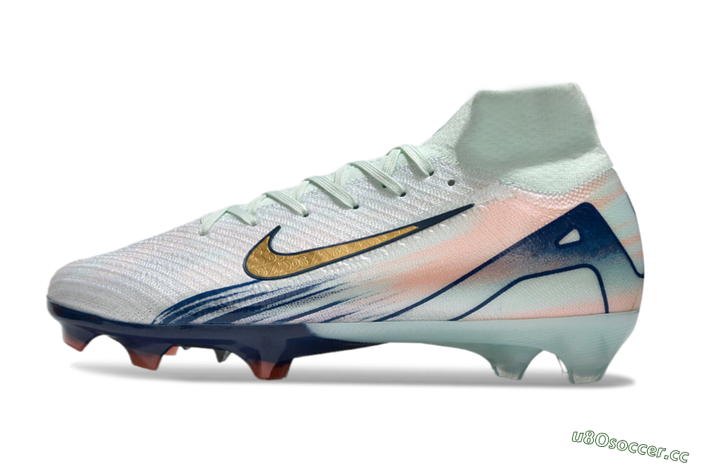 Unisex Nike Air Zoom Mercurial Superfly 10 Elite FG Firm Ground High-Tops Football Boots - White/Pink/Blue 0