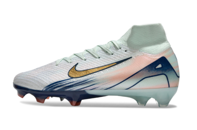 Unisex Nike Air Zoom Mercurial Superfly 10 Elite FG Firm Ground High-Tops Football Boots - White/Pink/Blue