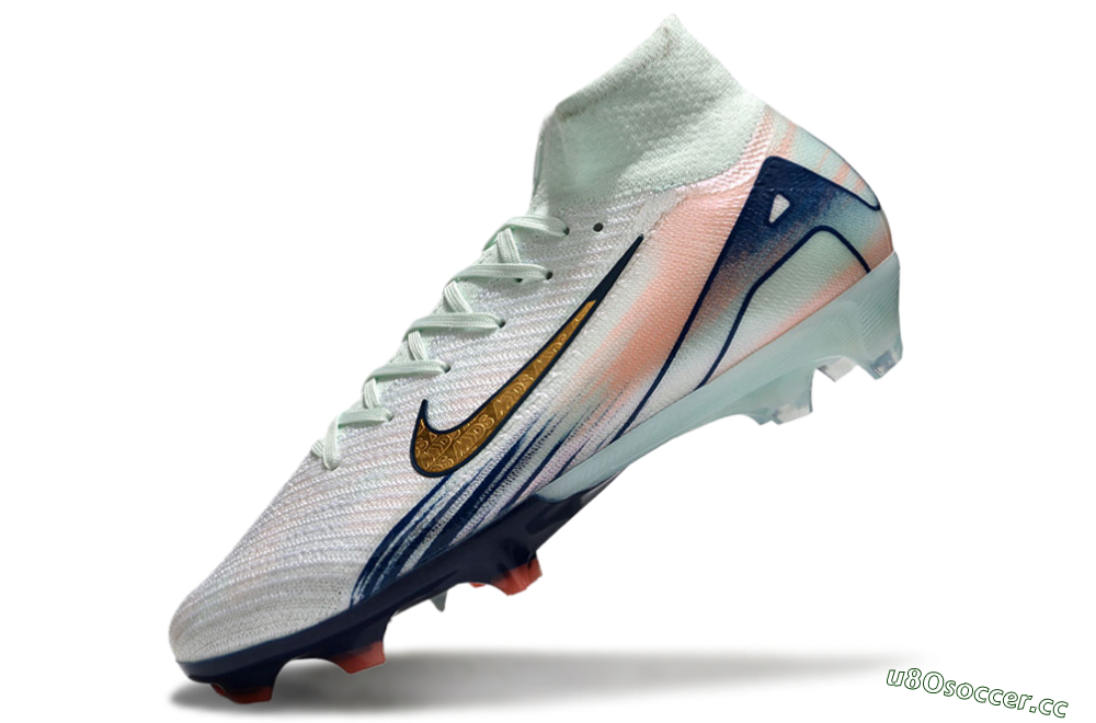 Unisex Nike Air Zoom Mercurial Superfly 10 Elite FG Firm Ground High-Tops Football Boots - White/Pink/Blue 5
