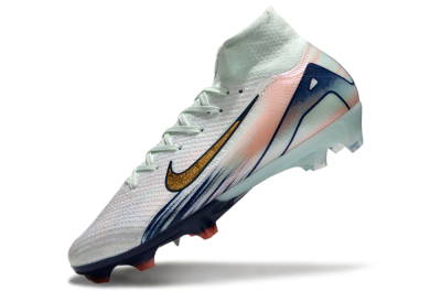 Unisex Nike Air Zoom Mercurial Superfly 10 Elite FG Firm Ground High-Tops Football Boots - White/Pink/Blue