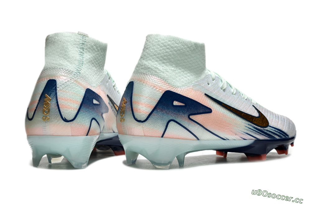 Unisex Nike Air Zoom Mercurial Superfly 10 Elite FG Firm Ground High-Tops Football Boots - White/Pink/Blue 6