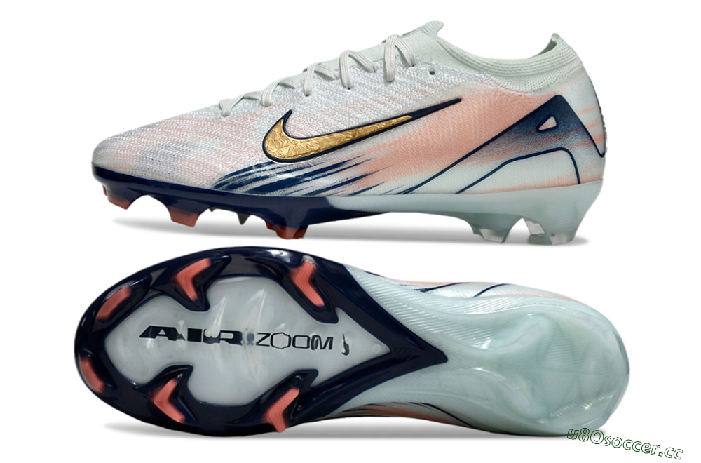 Men's Nike Air Zoom Mercurial Vapor 16 Elite FG Firm Ground Low-Tops Football Boots - White/Gold/Blue 1