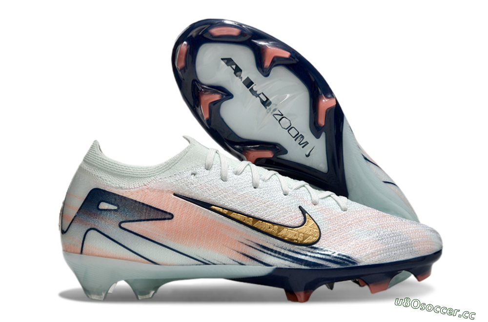 Men's Nike Air Zoom Mercurial Vapor 16 Elite FG Firm Ground Low-Tops Football Boots - White/Gold/Blue 2