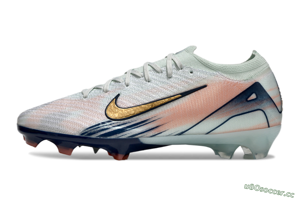 Men's Nike Air Zoom Mercurial Vapor 16 Elite FG Firm Ground Low-Tops Football Boots - White/Gold/Blue 0