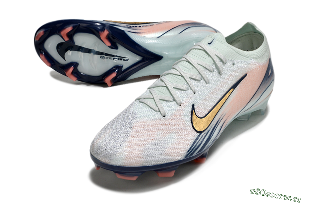 Men's Nike Air Zoom Mercurial Vapor 16 Elite FG Firm Ground Low-Tops Football Boots - White/Gold/Blue 3