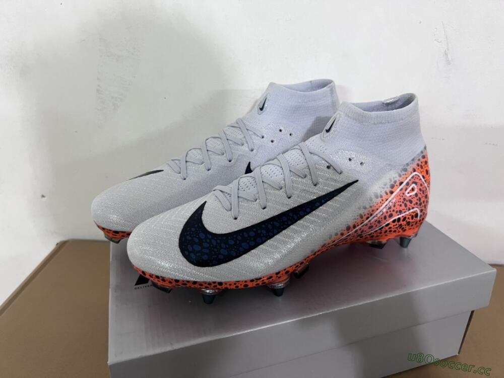 Men's Nike Air Zoom Mercurial Superfly 10 Elite SG Soft Ground High-Tops Football Boots - Grey/Black/Leopard
