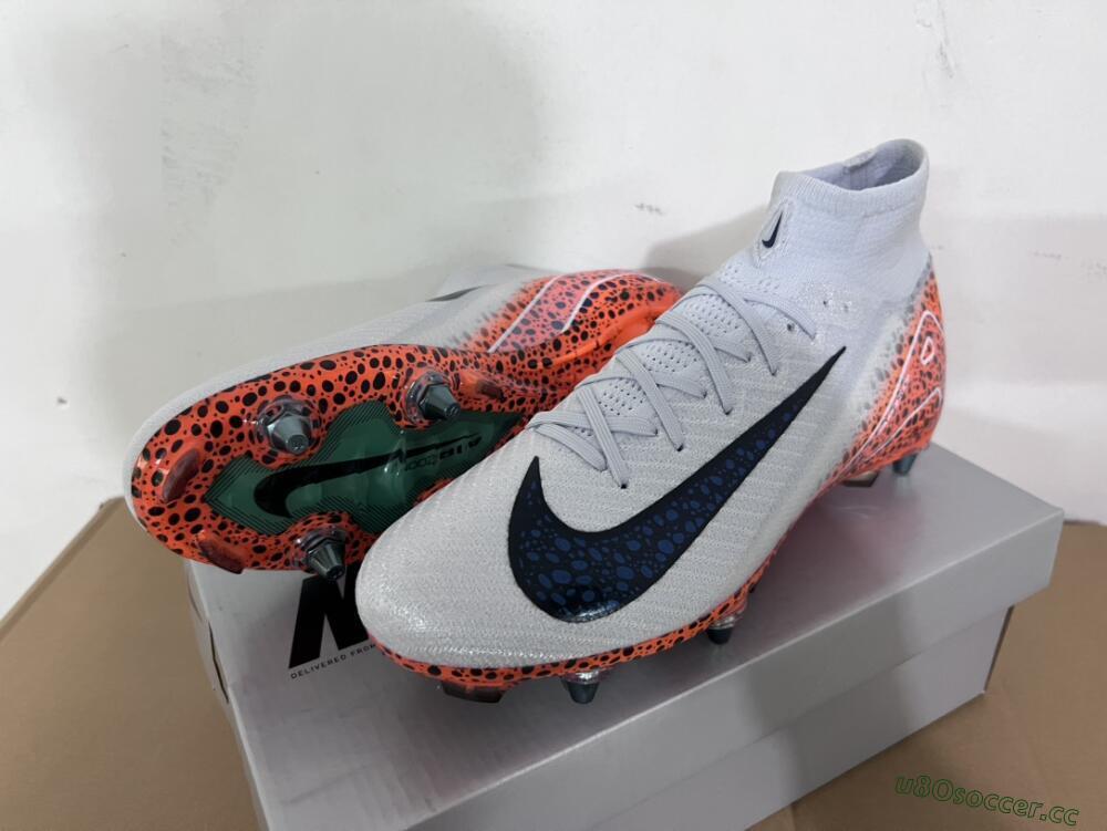 Men's Nike Air Zoom Mercurial Superfly 10 Elite SG Soft Ground High-Tops Football Boots - Grey/Black/Leopard