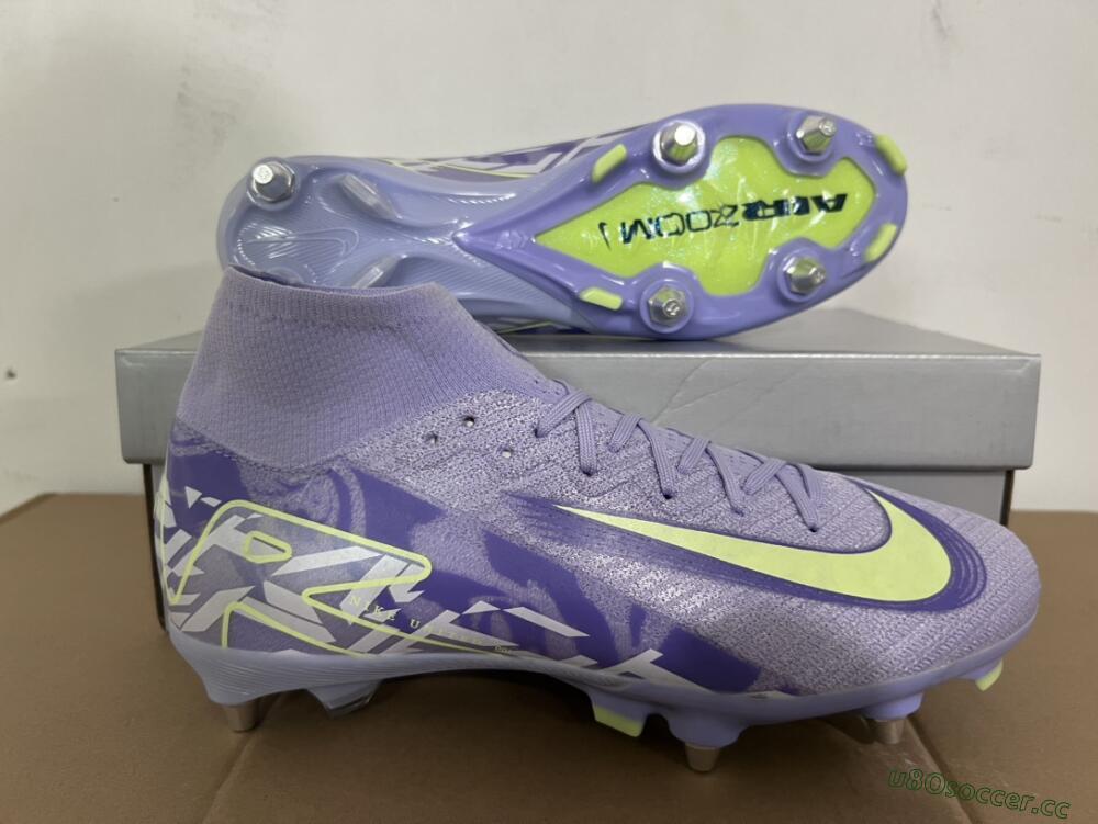 Men's Nike Air Zoom Mercurial Superfly 10 Elite SG Soft Ground High-Tops Football Boots - Purple/Yellow/White