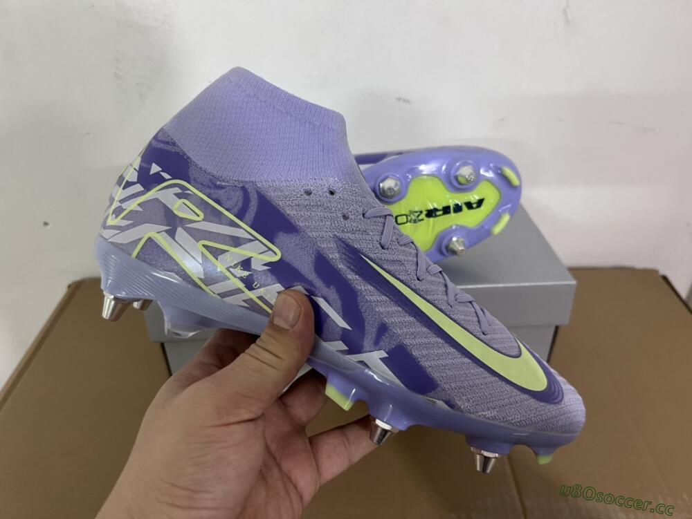 Men's Nike Air Zoom Mercurial Superfly 10 Elite SG Soft Ground High-Tops Football Boots - Purple/Yellow/White