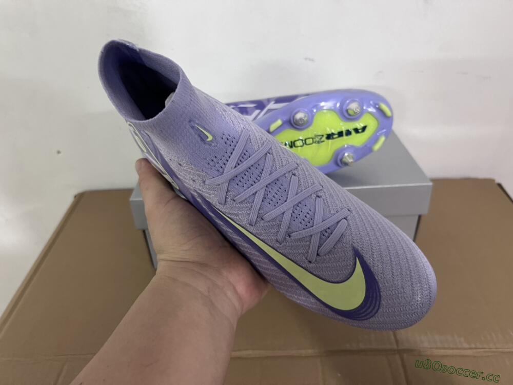 Men's Nike Air Zoom Mercurial Superfly 10 Elite SG Soft Ground High-Tops Football Boots - Purple/Yellow/White