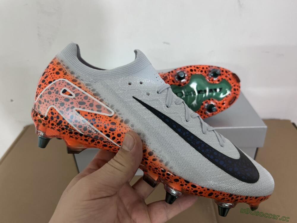 Men's Nike Air Zoom Mercurial Vapor 16 Elite SG Soft Ground Low-Tops Football Boots - Grey/Black/Leopard