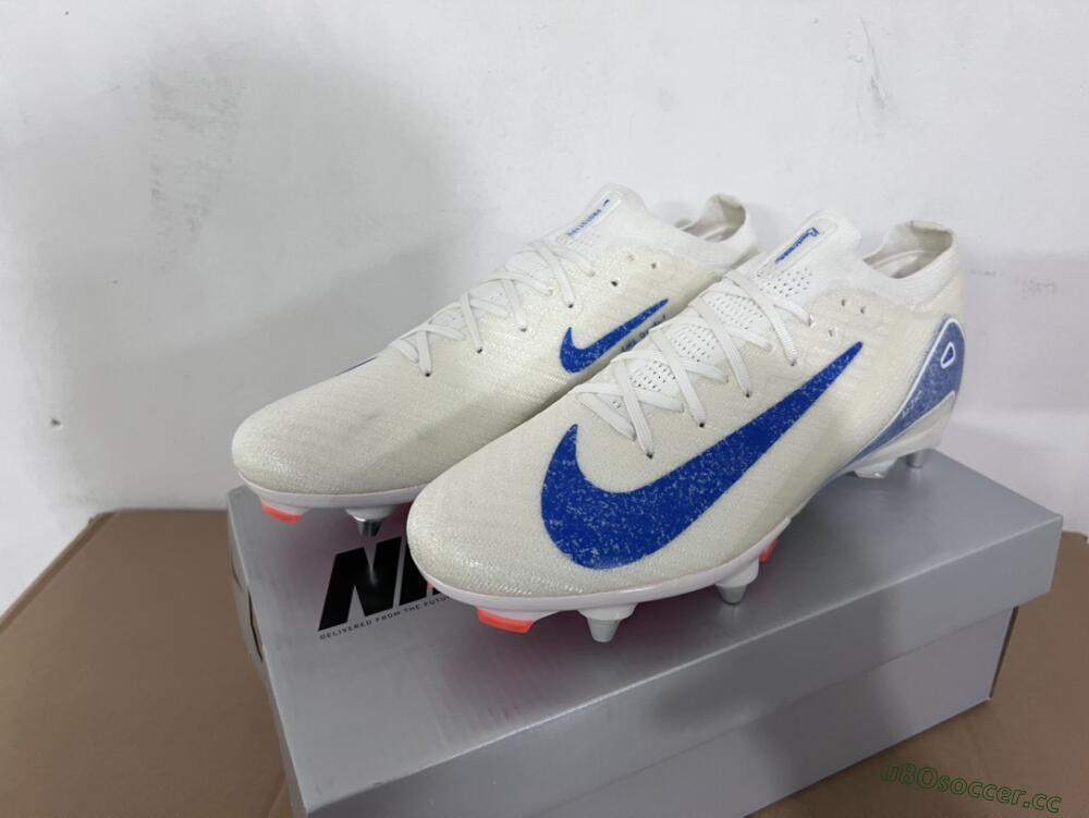 Men's Nike Air Zoom Mercurial Vapor 16 Elite SG Soft Ground Low-Tops Football Boots - Beige/Blue/White