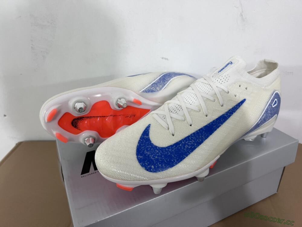 Men's Nike Air Zoom Mercurial Vapor 16 Elite SG Soft Ground Low-Tops Football Boots - Beige/Blue/White