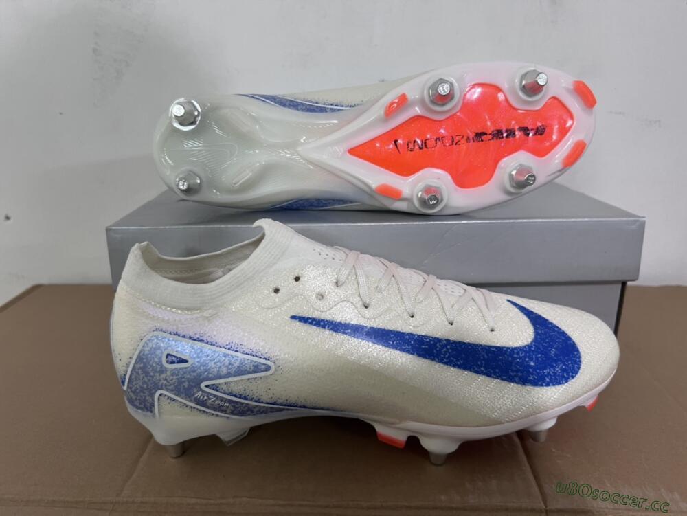 Men's Nike Air Zoom Mercurial Vapor 16 Elite SG Soft Ground Low-Tops Football Boots - Beige/Blue/White