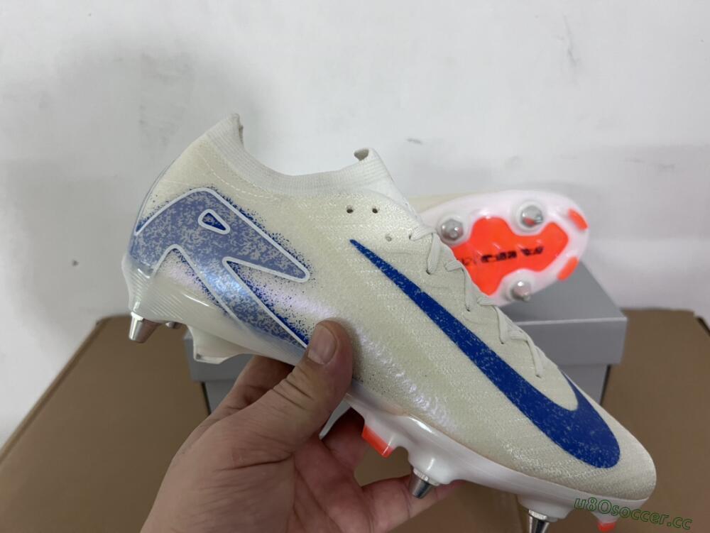 Men's Nike Air Zoom Mercurial Vapor 16 Elite SG Soft Ground Low-Tops Football Boots - Beige/Blue/White