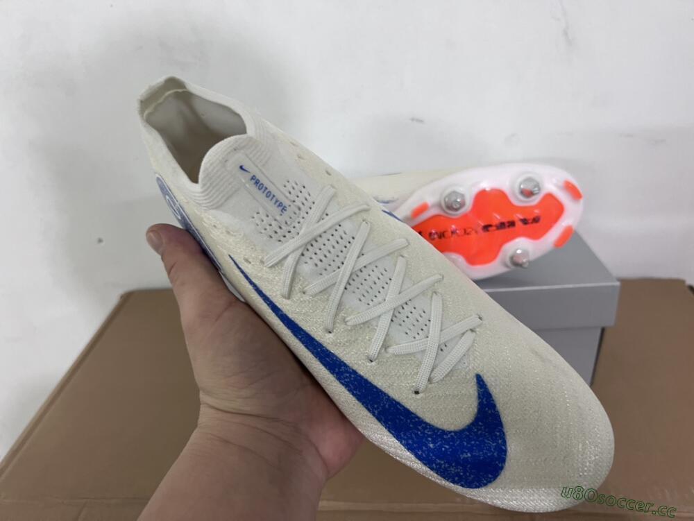 Men's Nike Air Zoom Mercurial Vapor 16 Elite SG Soft Ground Low-Tops Football Boots - Beige/Blue/White