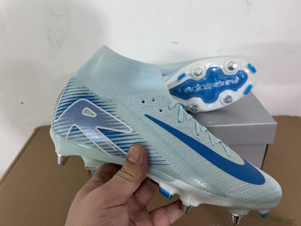 Men's Nike Air Zoom Mercurial Superfly 10 Elite SG Soft Ground High-Tops Football Boots - Jade/Blue/White
