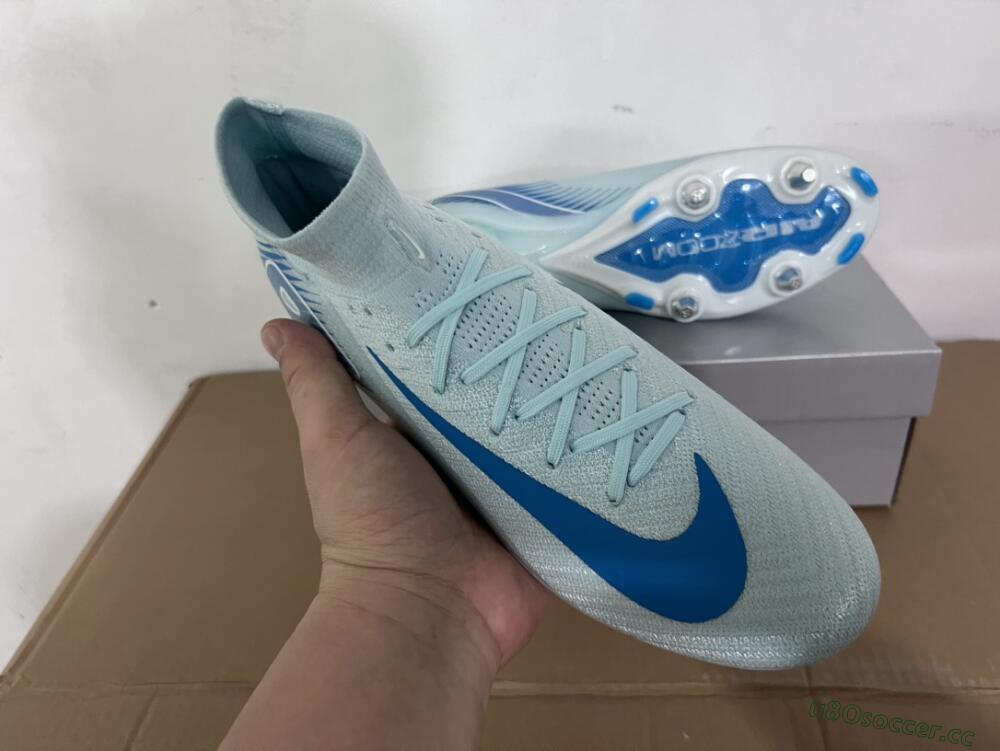 Men's Nike Air Zoom Mercurial Superfly 10 Elite SG Soft Ground High-Tops Football Boots - Jade/Blue/White