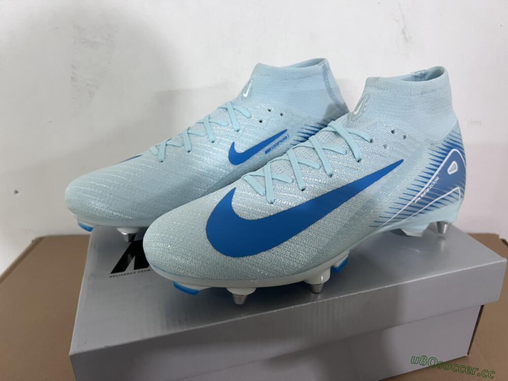 Men's Nike Air Zoom Mercurial Superfly 10 Elite SG Soft Ground High-Tops Football Boots - Jade/Blue/White