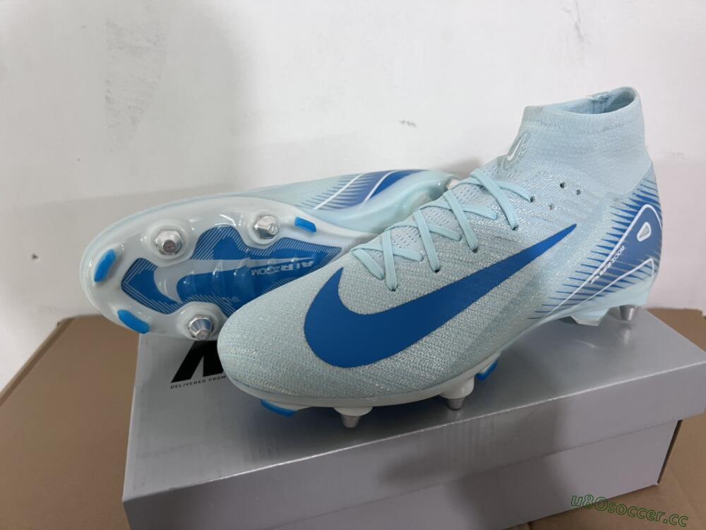 Men's Nike Air Zoom Mercurial Superfly 10 Elite SG Soft Ground High-Tops Football Boots - Jade/Blue/White