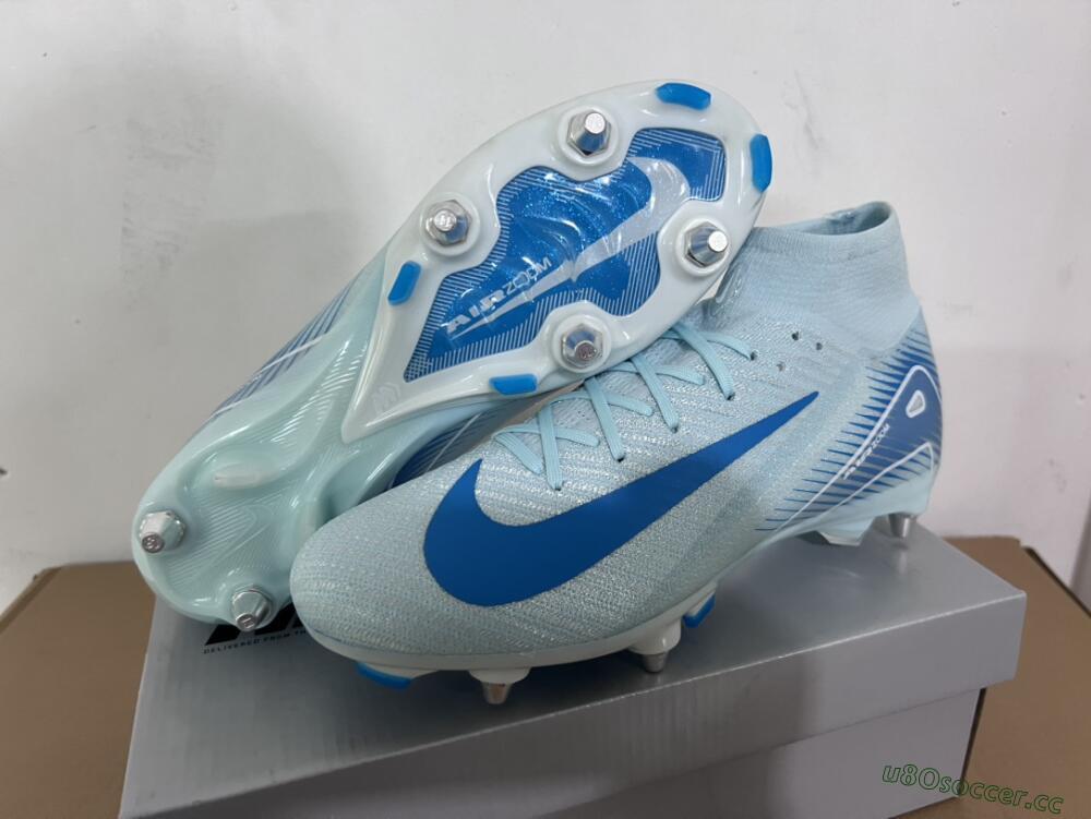 Men's Nike Air Zoom Mercurial Superfly 10 Elite SG Soft Ground High-Tops Football Boots - Jade/Blue/White