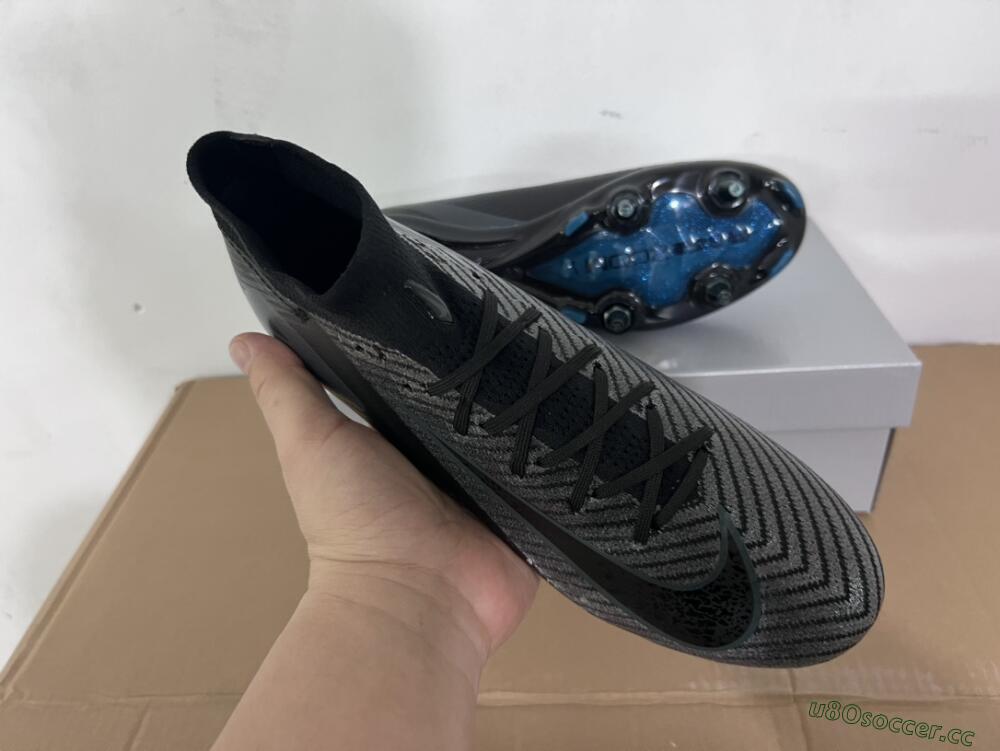 Men's Nike Air Zoom Mercurial Superfly 10 Elite SG Soft Ground High-Tops Football Boots - Black/Silver/Blue