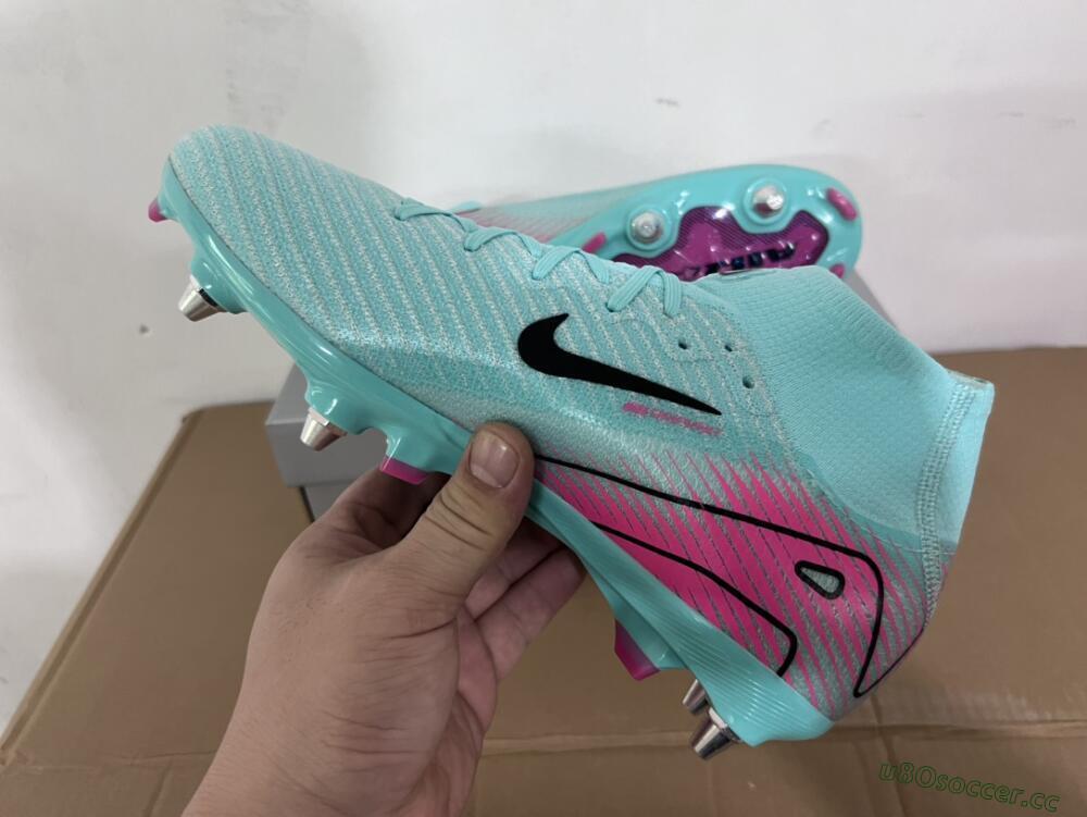 Men's Nike Air Zoom Mercurial Superfly 10 Elite SG Soft Ground High-Tops Football Boots - Jade/Black/Pink