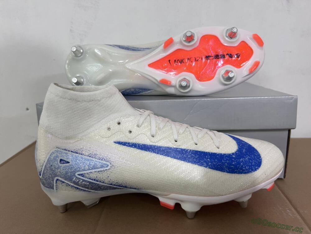 Men's Nike Air Zoom Mercurial Superfly 10 Elite SG Soft Ground High-Tops Football Boots - Beige/White/Blue