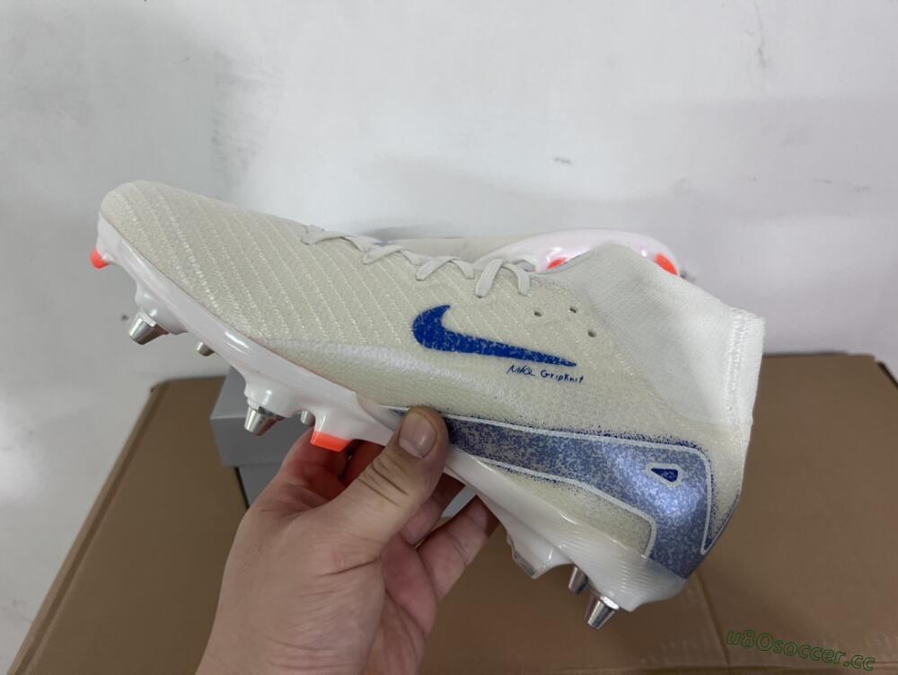 Men's Nike Air Zoom Mercurial Superfly 10 Elite SG Soft Ground High-Tops Football Boots - Beige/White/Blue