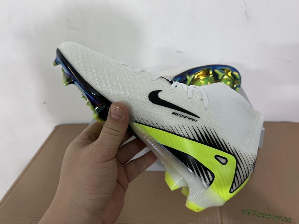 Unisex Nike Air Zoom Mercurial Superfly 10 Elite FG Firm Ground High-Tops Football Boots - White/Black/Yellow/Gold