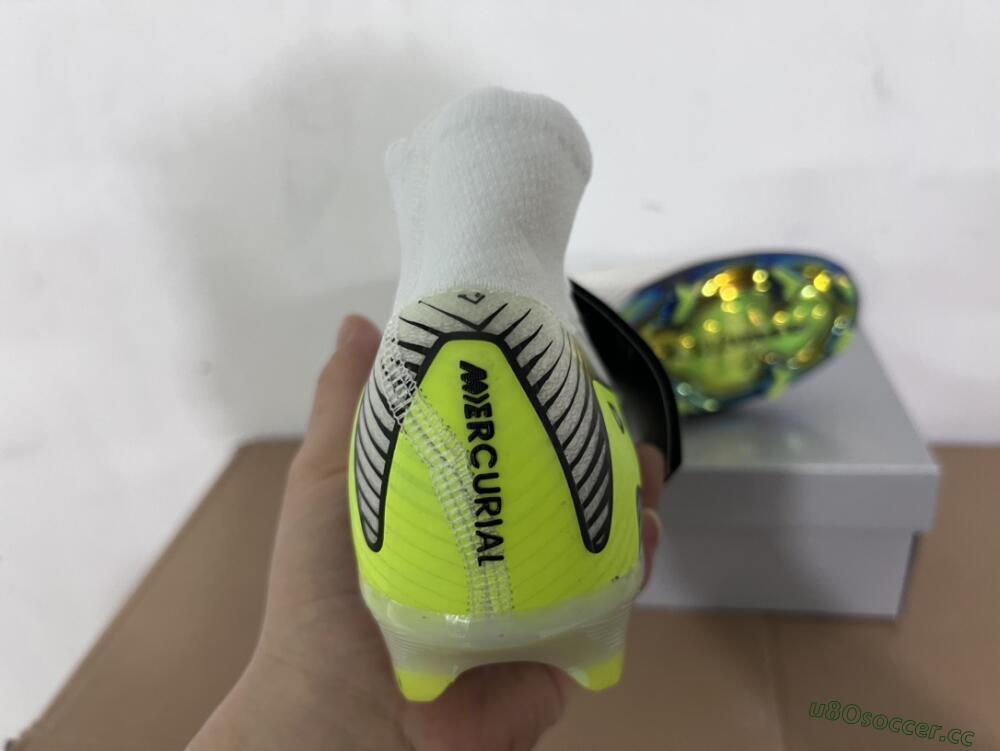 Unisex Nike Air Zoom Mercurial Superfly 10 Elite FG Firm Ground High-Tops Football Boots - White/Black/Yellow/Gold