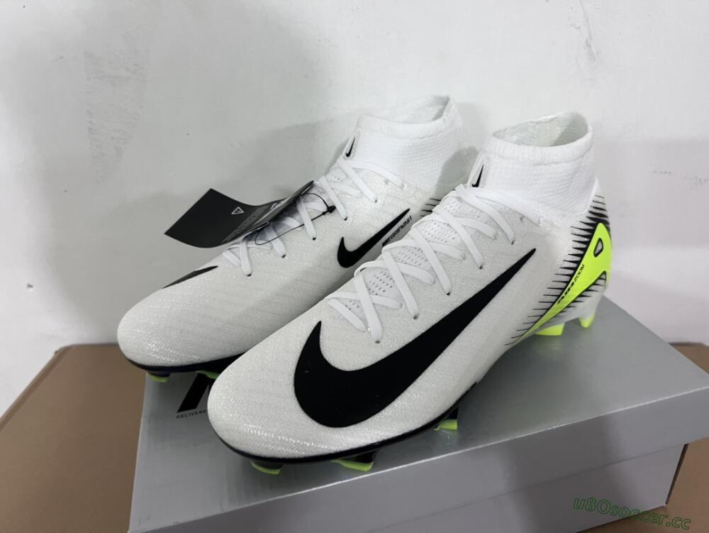 Unisex Nike Air Zoom Mercurial Superfly 10 Elite FG Firm Ground High-Tops Football Boots - White/Black/Yellow/Gold