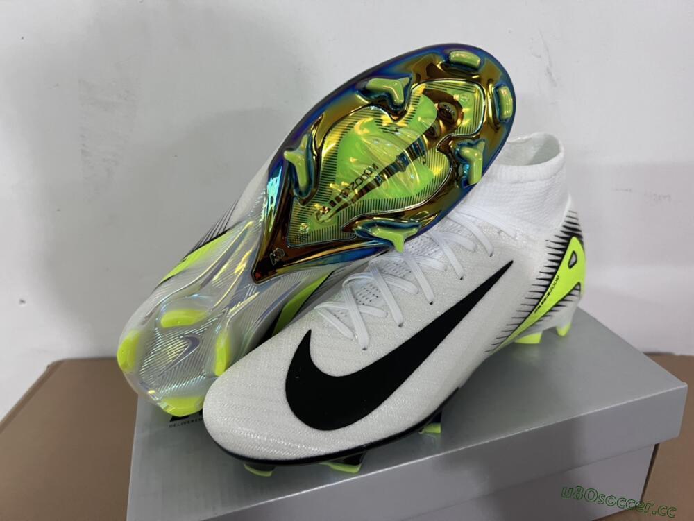Unisex Nike Air Zoom Mercurial Superfly 10 Elite FG Firm Ground High-Tops Football Boots - White/Black/Yellow/Gold
