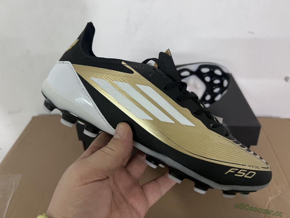 Unisex Adidas F50 Elite Messi MG Multi Ground Low-Tops Football Boots - Gold/Black/White