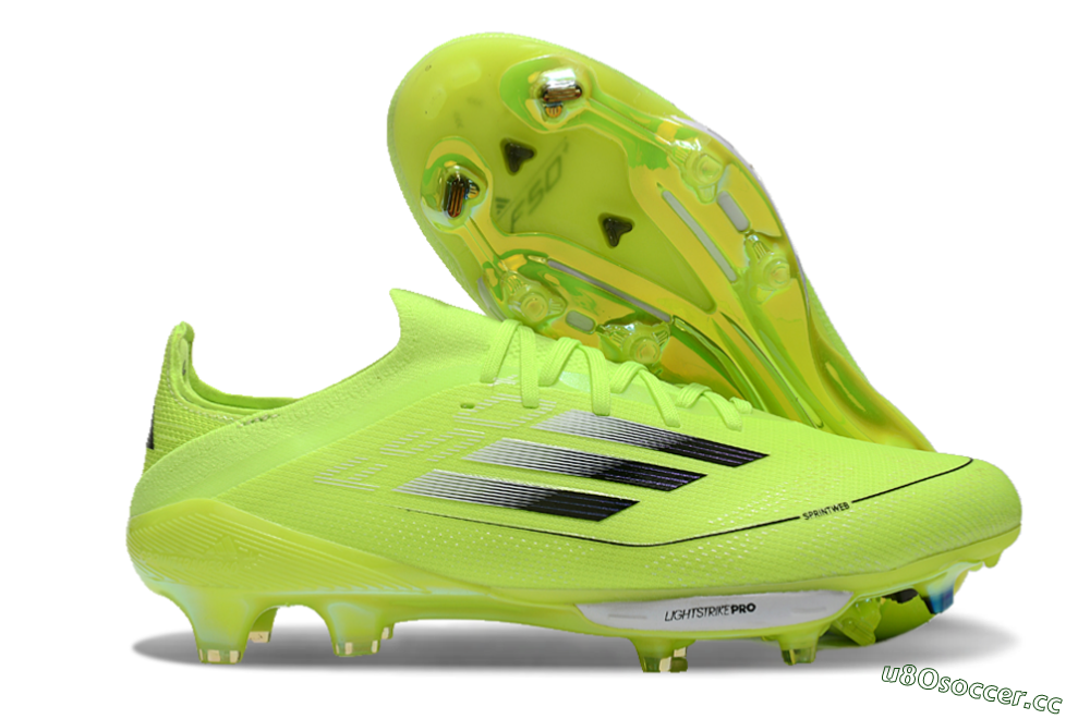 Men's Adidas F50+ Lightstrike Elite FG Firm Ground Low-Tops Football Boots - Yellow/Black/Silver 2