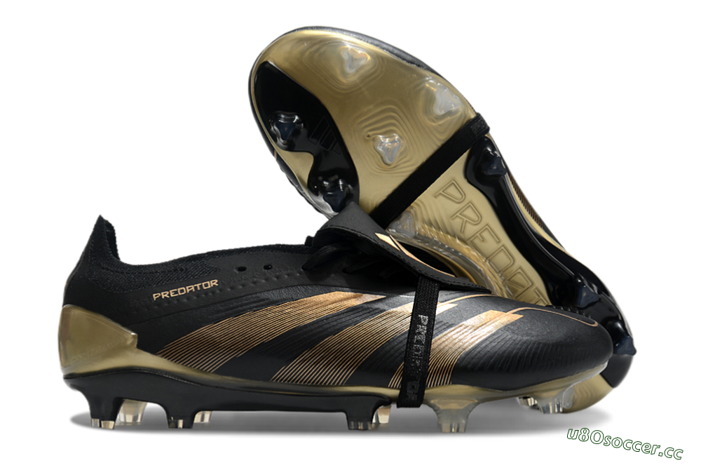 Men's Adidas Predator Elite Foldover Tongue FG Firm Ground Low-Tops Football Boots - Black/Gold 2