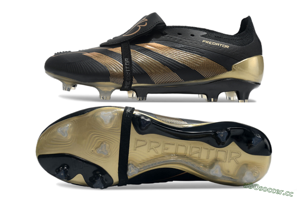 Men's Adidas Predator Elite Foldover Tongue FG Firm Ground Low-Tops Football Boots - Black/Gold 1