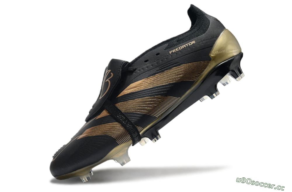 Men's Adidas Predator Elite Foldover Tongue FG Firm Ground Low-Tops Football Boots - Black/Gold 5