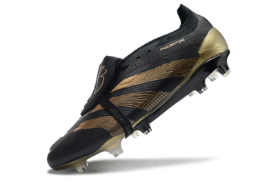 Men's Adidas Predator Elite Foldover Tongue FG Firm Ground Low-Tops Football Boots - Black/Gold