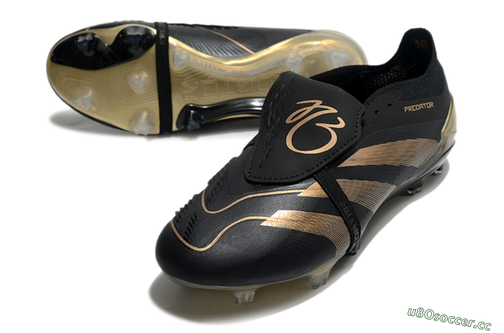 Men's Adidas Predator Elite Foldover Tongue FG Firm Ground Low-Tops Football Boots - Black/Gold 3