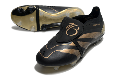 Men's Adidas Predator Elite Foldover Tongue FG Firm Ground Low-Tops Football Boots - Black/Gold