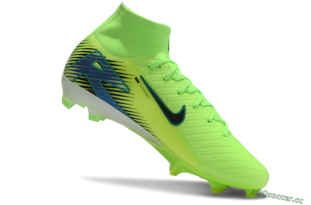 Unisex Nike Air Zoom Mercurial Superfly 10 Elite FG Firm Ground High-Tops Football Boots - Yellow/Black/Blue 5