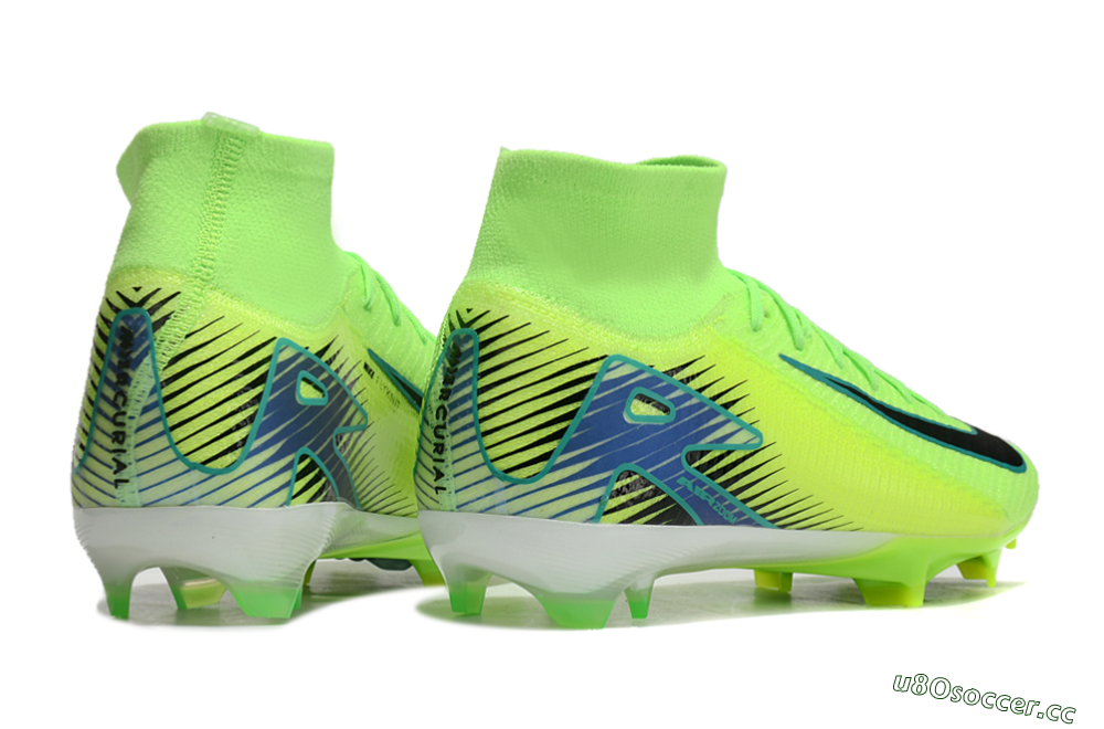 Unisex Nike Air Zoom Mercurial Superfly 10 Elite FG Firm Ground High-Tops Football Boots - Yellow/Black/Blue 7