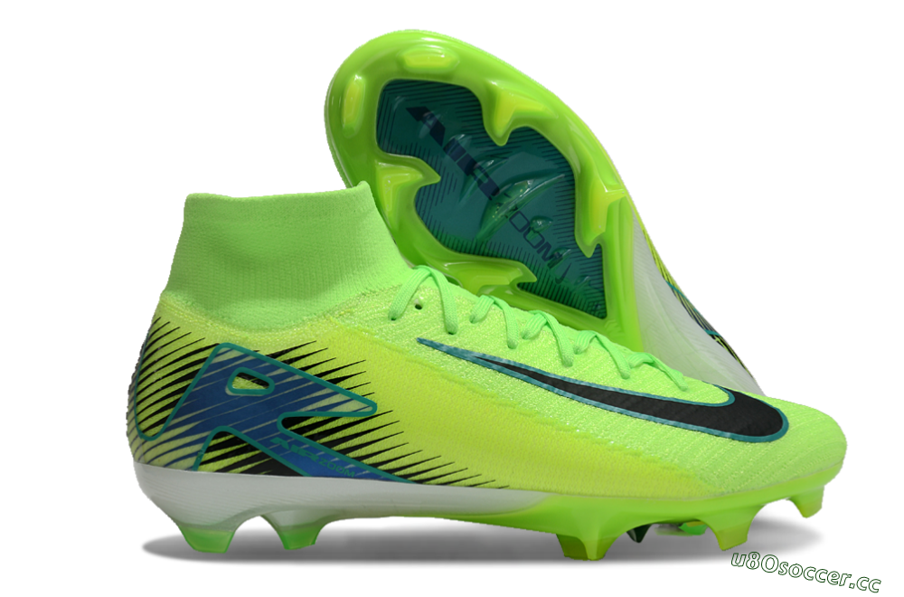 Unisex Nike Air Zoom Mercurial Superfly 10 Elite FG Firm Ground High-Tops Football Boots - Yellow/Black/Blue 2