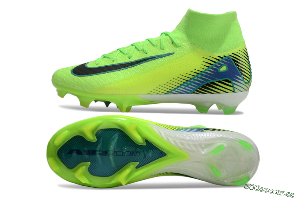 Unisex Nike Air Zoom Mercurial Superfly 10 Elite FG Firm Ground High-Tops Football Boots - Yellow/Black/Blue 1