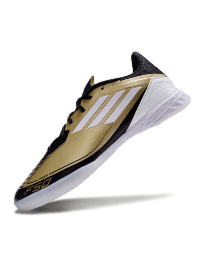 Unisex Adidas F50 Elite Messi IC Indoor & Futsal Low-Tops Football Shoes - Gold/White/Black