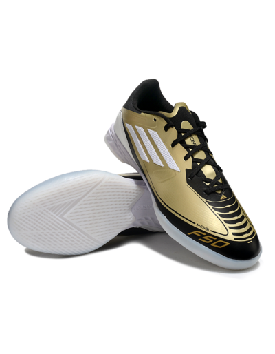Unisex Adidas F50 Elite Messi IC Indoor & Futsal Low-Tops Football Shoes - Gold/White/Black
